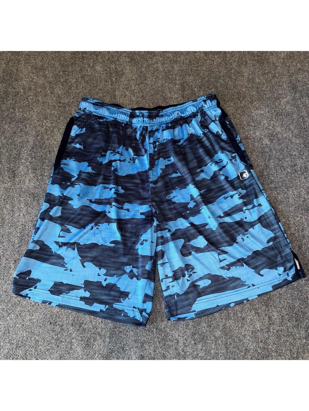 AND1 Blue Camo Baggy Dazzle Hoop Shorts Mens XL Vtg y2k 90s Rare